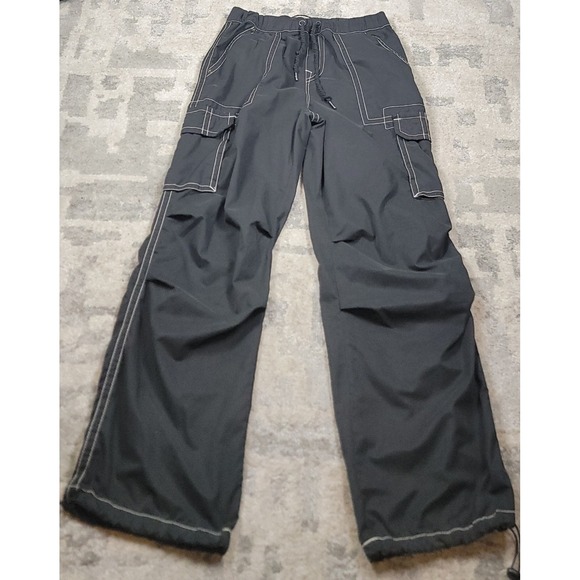 True Religion Other - True Religion Mens Black Cargo Stitching Elastic Waist Pockets Pants Sz 30-32x31